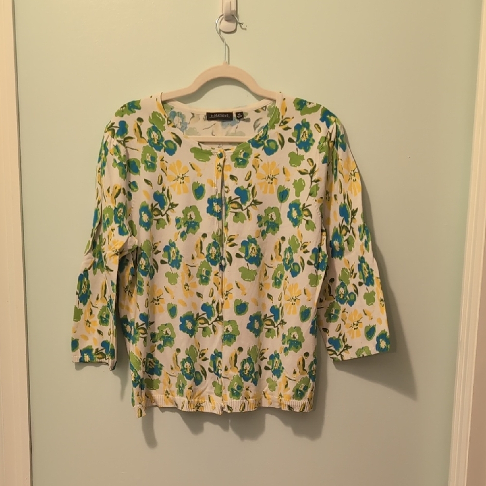 Notations Floral Cardigan with Green and Yellow